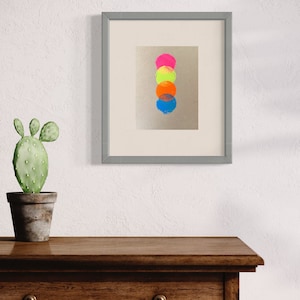 Pop Art Linocut Abstract Print "Bright Circles” 2023 | 6”x8" | Original Artist | Printmaking Archive Paper | Linoprint