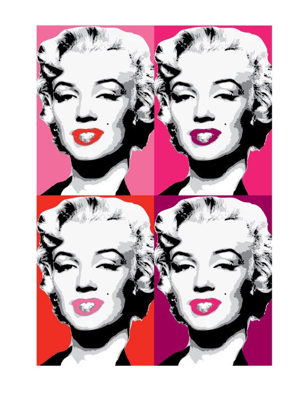 Marilyn Monroe Pop Art Digital Download 4up Warhol Style Pop Etsy Sweden