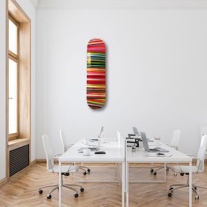 Pop Art Acrylic Made to Order Stripes Abstract Skateboard Painting | Original Artist | Colorful | Pouring Paint | Spray Paint | Wood