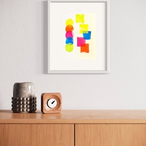 Pop Art Linocut Abstract Print “Circles & Squares” 2023 | 8”x11&quot; | Original Artist | Printmaking Archive Paper | Linoprint | Printmaking