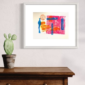 Pop Art Linocut Abstract Print &quot;Eames 2” 2023 | 9”x12&quot; | Original Artist | Printmaking Archive Paper | Linoprint | Printmaking