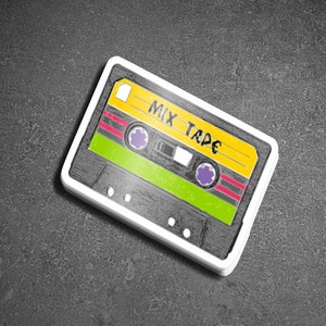 Waterproof Vinyl Mix Cassette Tape STICKER 1.75&quot;x2.5&quot; | Andy Warhol-Style | Pop Art | Colorful | One-of-a-kind