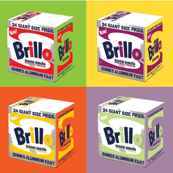 Brillo Pads POP ART Digital Download 4up | Warhol-style Pop Art | Modern Art | Funky | Colorful | Design | Retro | Household Items