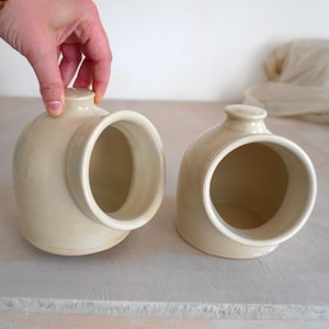 SALE - Stoneware pottery salt pig glazed in simply clay practical kitchen essentials