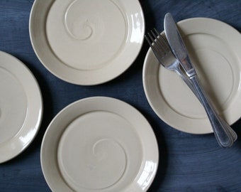 Four hand thrown pottery side plates for your home - glazed in your choice of colour