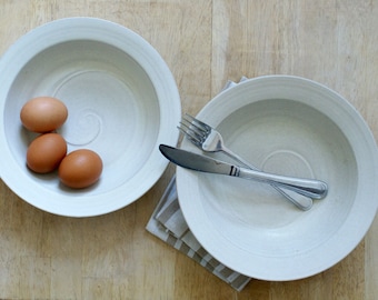 Four large wheel thrown stoneware pottery pasta bowls - glazed in your choice of colour