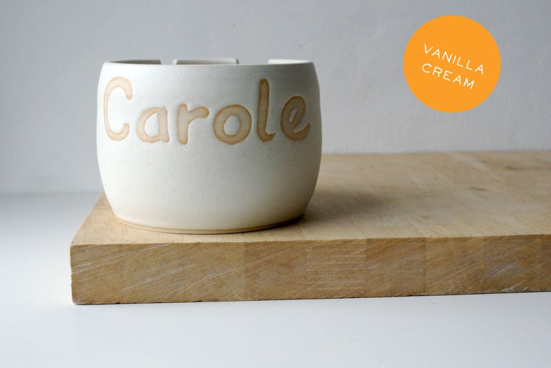 Personalised with your name large sized knitting yarn bowl image 2