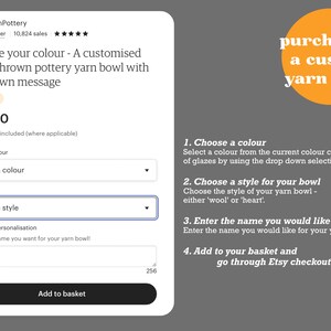 How to checkout using the form for the named yarn bowls on etsy