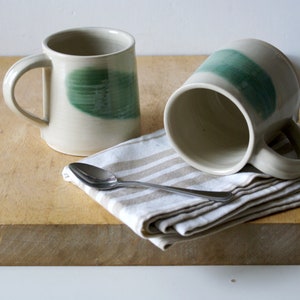 Set of two wheel thrown mugs with hand painted brushstroke colours for your tea break image 10