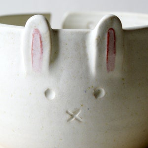 Handmade rabbit ceramic yarn bowl gift for knitters customised in your choice of colour image 3