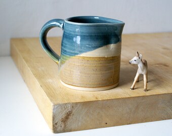 Ceramic pouring jug - hand thrown in stoneware blue and grey