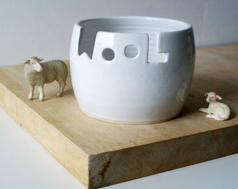 Ceramic pottery Wool yarn bowl for knitting personalised in your choice of colour