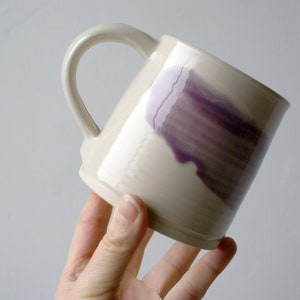 Set of two wheel thrown mugs with hand painted brushstroke colours for your tea break image 5