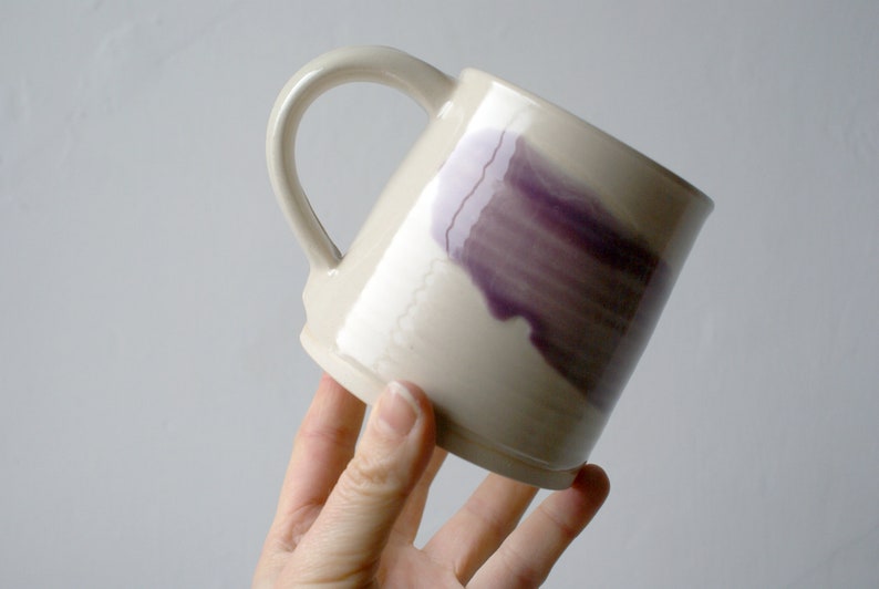 Set of two wheel thrown mugs with hand painted brushstroke colours for your tea break image 5
