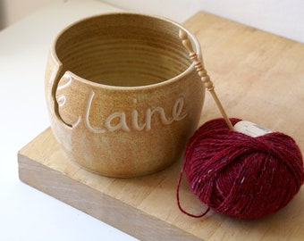 FINAL SALE - 'Elaine' named yarn bowl in natural brown