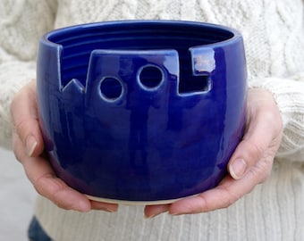 Ceramic pottery Wool yarn bowl for knitting personalised in your choice of colour