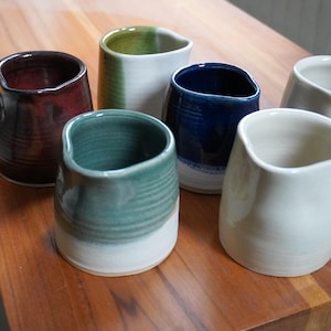 Hand Thrown Stoneware Mini Milk Jug: Cafe Style Pottery in a range of colours