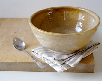 Slight seconds - Large handmade pottery fruit bowl with reactive grey glaze detail