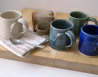 Set of two hand thrown mouse mugs in your choice of colour