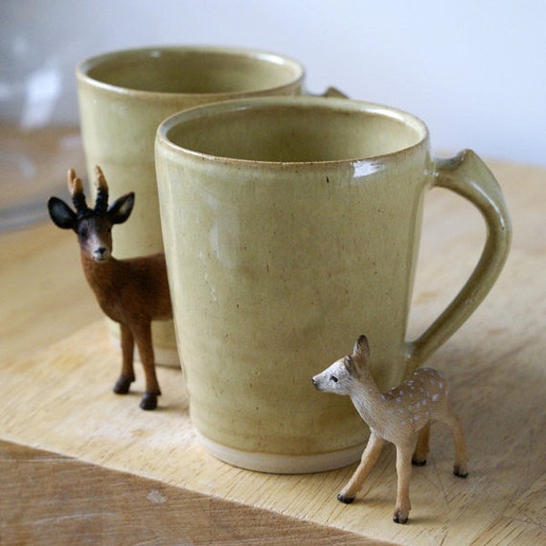 ON SALE - One spicy chai latte mug - stoneware pottery mug glazed in yellow