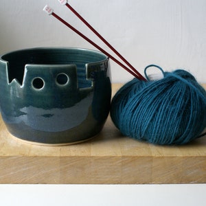 Ceramic pottery Wool yarn bowl for knitting personalised in your choice of colour Ice blue