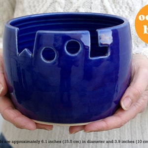 Ceramic pottery Wool yarn bowl for knitting personalised in your choice of colour Ocean Blue