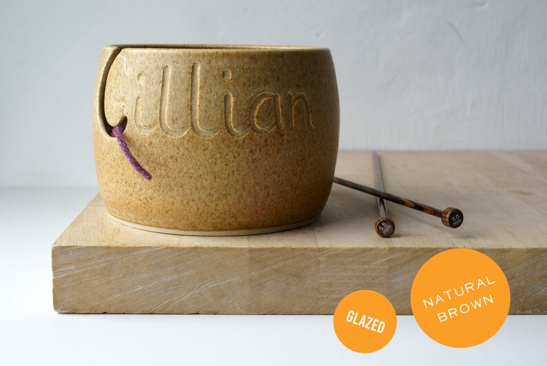 Your Name on a Hand Thrown Pottery Yarn Bowl Glazed in Your Etsy