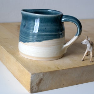 Hand thrown ceramic jug with ice blue and vanilla cream glaze image 1