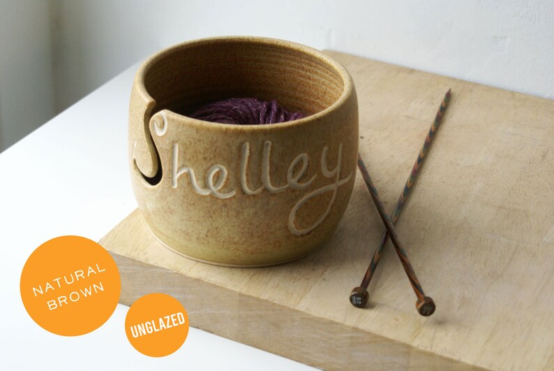 Your Name on a Hand Thrown Pottery Yarn Bowl Glazed in Your Etsy