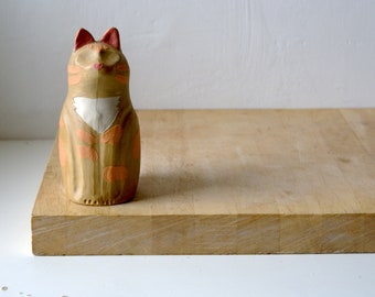 SALE - Handmade pottery ginger cat ornament