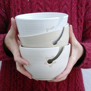 Handgetöpferte Garnschüssel: Sternhaken aus Steingut