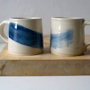 Set of two wheel thrown mugs with hand painted brushstroke colours for your tea break image 8