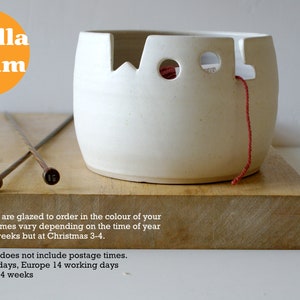 Ceramic pottery Wool yarn bowl for knitting personalised in your choice of colour Vanilla cream