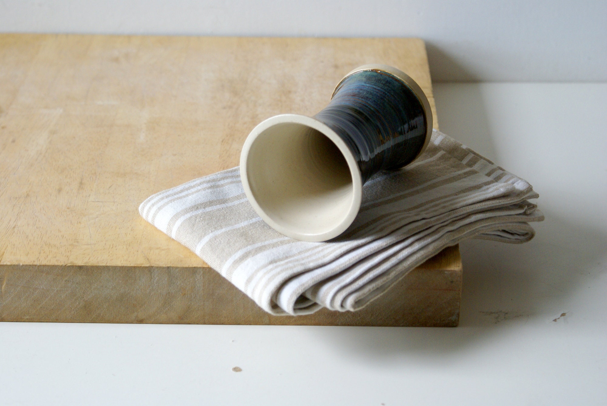 Sale Hand thrown fluted bud vase glazed in shades of blue — Little