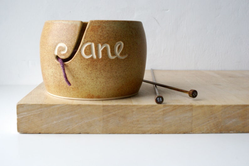 Your Name on a Hand Thrown Pottery Yarn Bowl Glazed in Your Etsy