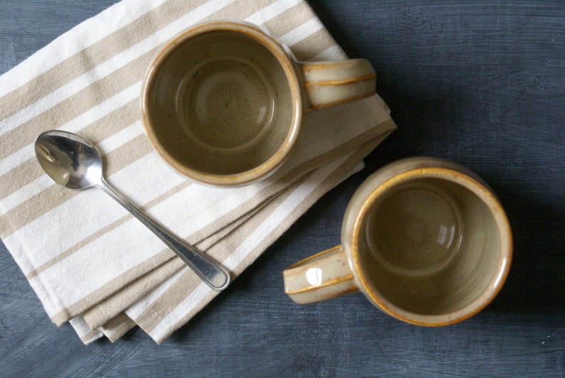 Set of two cozy stoneware pottery tea mugs glazed in glossy grey image 5