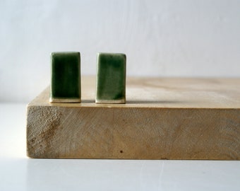 Set of two handcrafted small rectangular light pulls geometric design