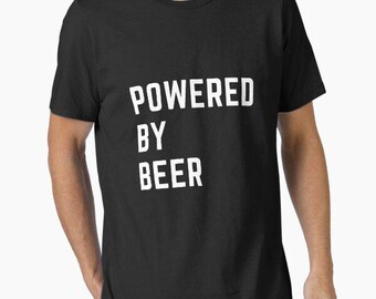 POWERED BY BEER darts football t shirt funny meme birthday gift novelty occasion joke humour cartoon tee top t-shirt