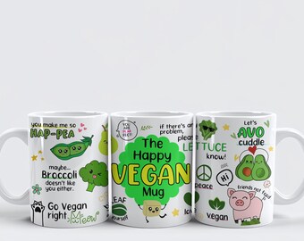 the happy vegan christmas mug animals farming motivation protest kids mother father Christmas funny xmas birthday present gift mug cup