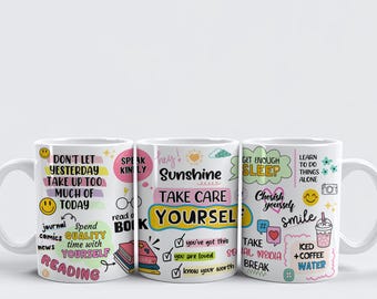 take care of yourself mug halloween horror motivation health kids mother father Christmas funny xmas birthday present gift mug cup