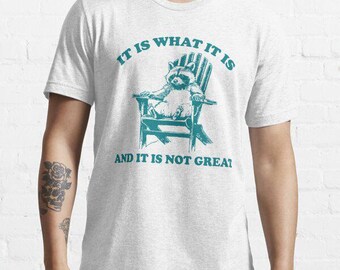 It Is What It Is And It Is Not Great Vintage - CHILLIN, DECK , T Shirt, Funny, Raccoon, Meme, Cartoon Tee Shirt, Retro Tee, Fun Gift