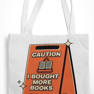 Plot Twist I Bought More Books Tote Bag | Book Addict | Reusable shopping bag | Boho | Cartoonl | Book Gift | quote | Funny | Book Humour
