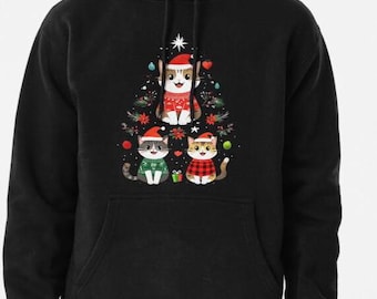 kittens cat Xmas Hoodie, Funny Xmas Top, Retro Christmas Jumper, Xmas Vibes, New Year Sweatshirt, Funny Xmas Sweatshirt hoodie funny