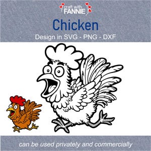 File Plotter Crazy Chicken - SVG, PNG, DXF - per Laser e Plotter - Uso commerciale! Galline gallo gallo