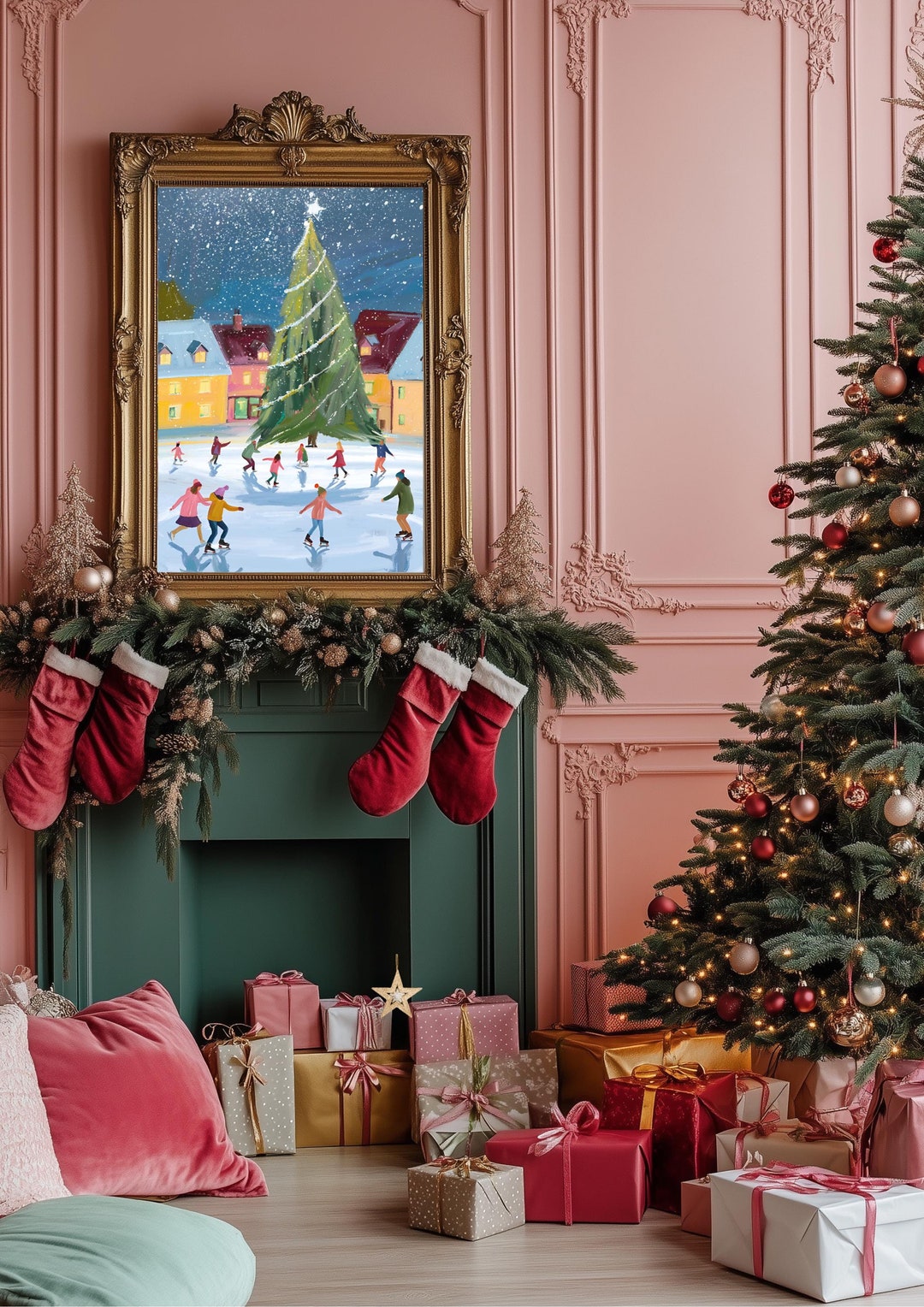 Christmas Ice Rink Printable Illustration - 5 High Resolution Digital ...