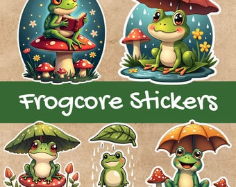 43 Frogcore Stickers Pack – Cute Cottagecore Frogs – Kawaii Mushroom Nature Stickers – Frog Lover Gift – Aesthetic Frogcore - mega set PNG