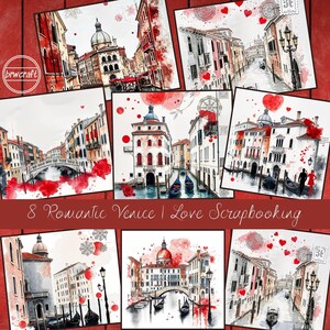 Romantic Venice wall art | painting Venice poster | Italy home decor, watercolor cityscape | 8 pages