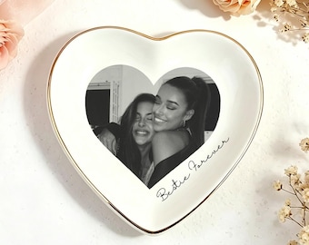 Vide-poche personnalisé photo Bestie, porte-bagues personnalisé, proposition de demoiselle d'honneur, vide-poche en céramique pour meilleure amie, cadeau de mariage