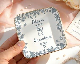 Plato para anillos personalizado para futura abuela, joyero para abuela primeriza, regalo del Día de la Madre para la abuela, regalos para abuelas primerizas, regalos para futuras abuelas