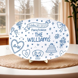 Custom Wedding Platter – Personalized Bridal Gift With Names, Date & Location–Unique Keepsake For Bride And Groom, Bridal Shower, Decor Only